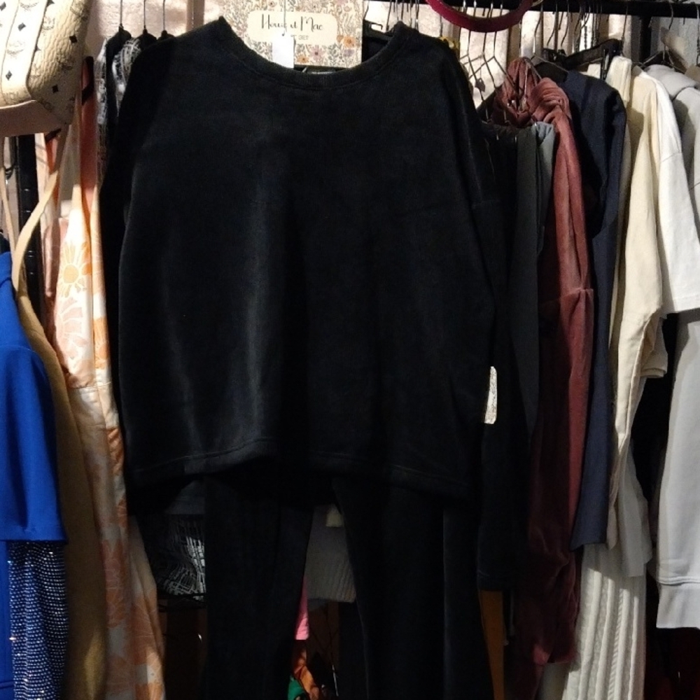 Black Velvet Top and Pants Set